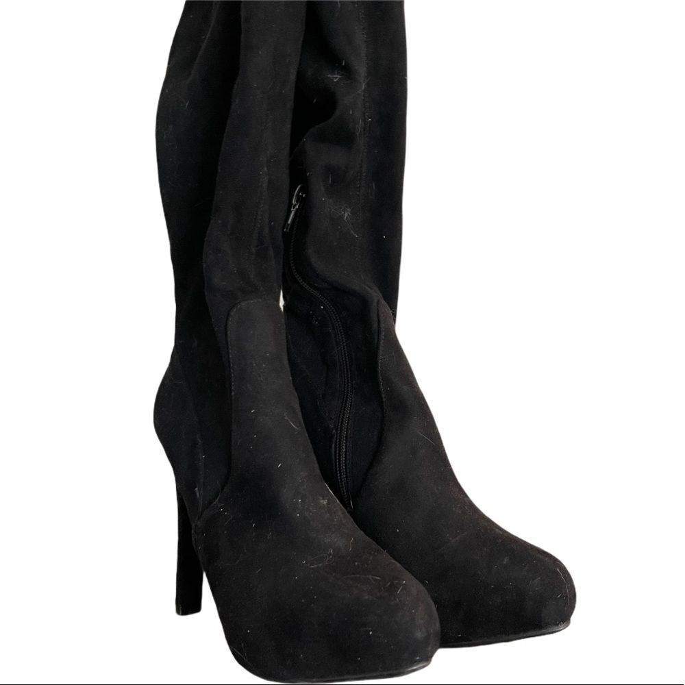 Black High Heeled Tall Boots‎